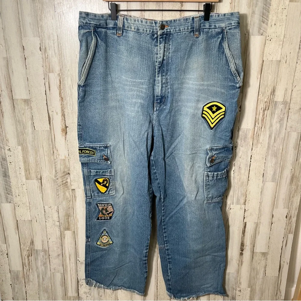 Vintage Y2K Patch Skater Loose Cargo Retro Jeans Mens Size 40 x 29 - Picture 3 of 10